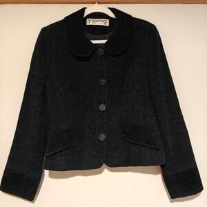 Vintage 90s blazer dark blue with black trimmings. Sz S/M